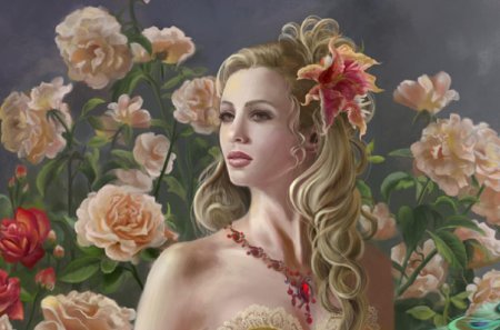 Девушка с розами картина