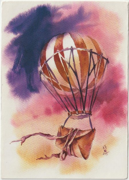 Скетч акварелью воздушный шар