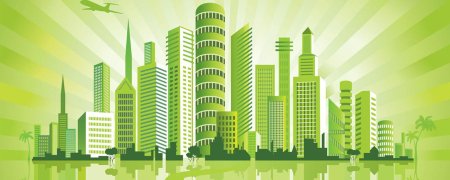 Силуэт города зеленый