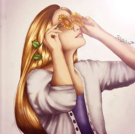 Счастливая девушка нарисованная