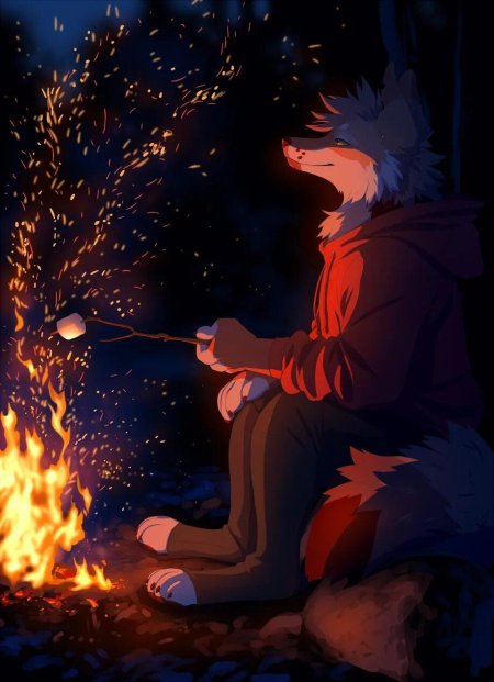 Фурри у костра арт