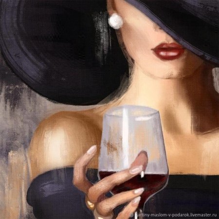 Картина девушка с бокалом